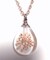 Clear Teardrop Crystal CREMATION URN NECKLACE with Embedded Dried Peach Color Flowers (each is unique) - Includes Velvet Pouch and Fill Kit product 1